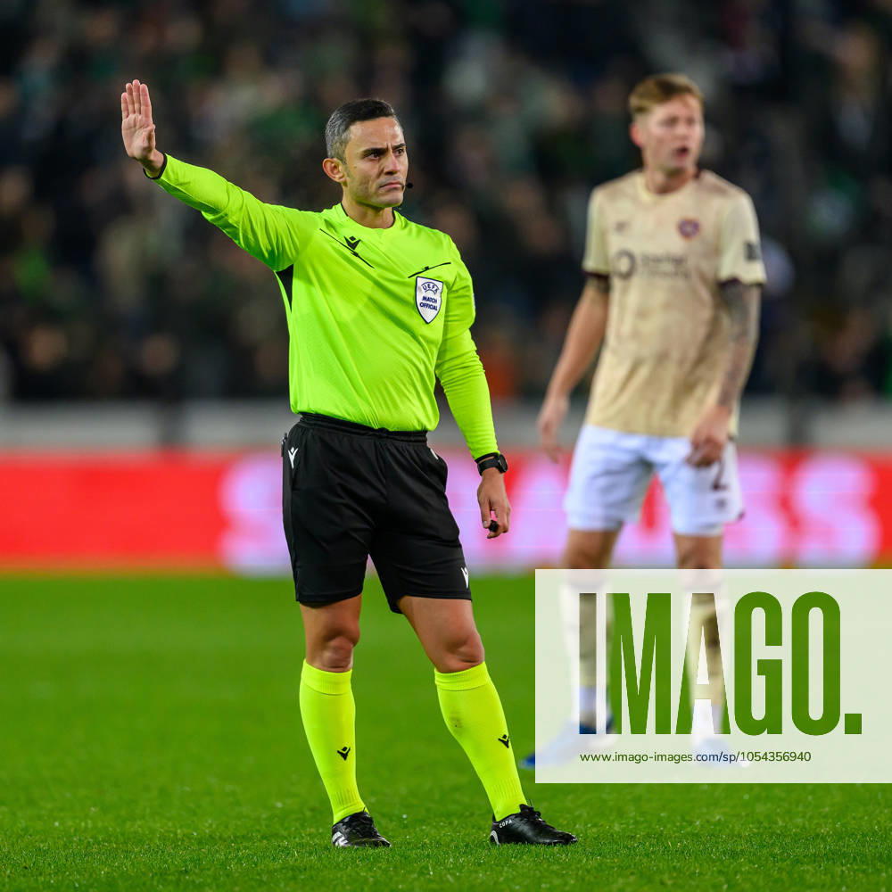 Cercle Brugge v Heart of Midlothian Europa Conference League 28 11 2024. Matchday 4 of 6 Referee Elchin Masiyev (AZE) during the Europa Conference League match between Cercle Brugge and Heart of Midlothian at the Jan Breydel Stadion, Brugge, Belguim on 28 November 2024. Editorial use only ,