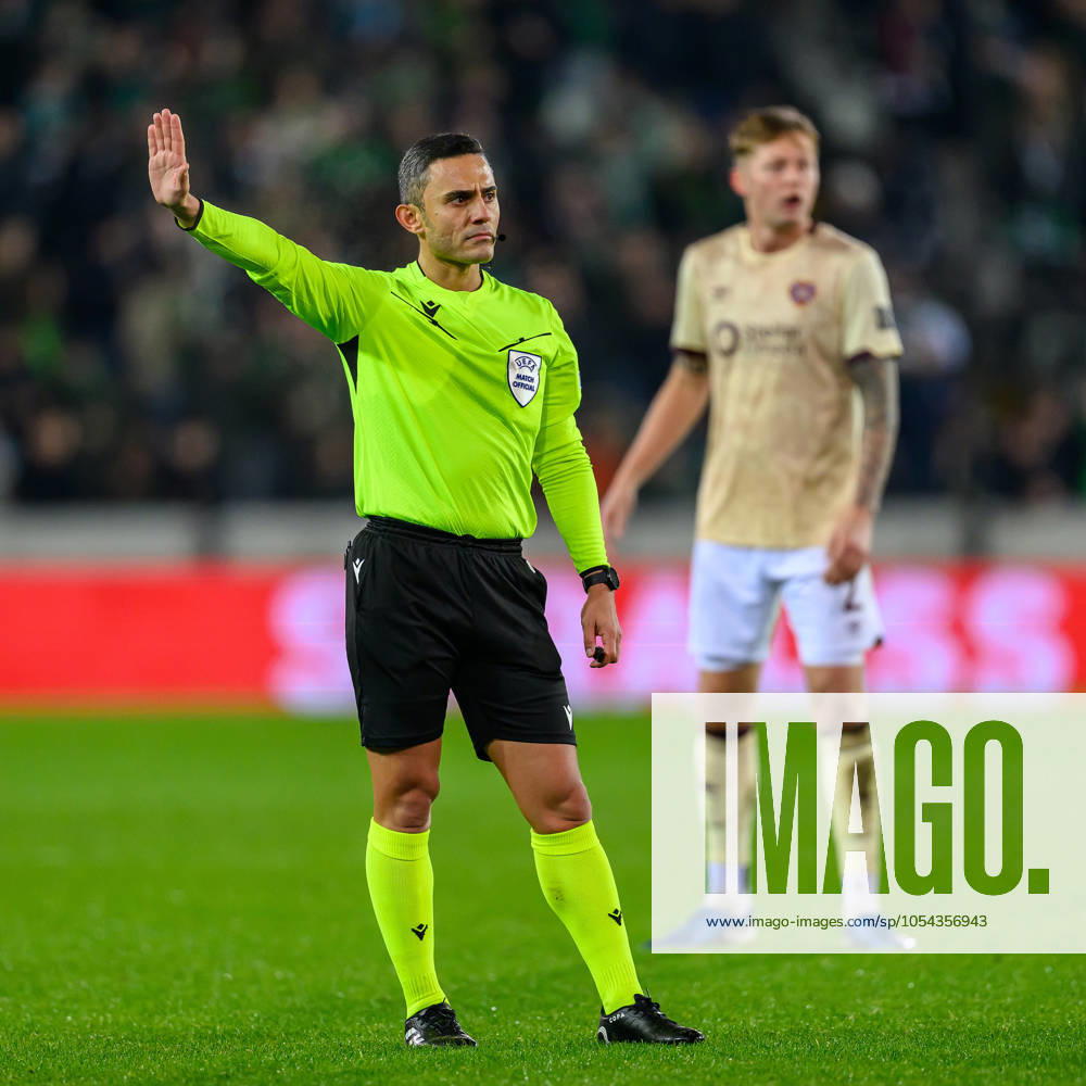 Cercle Brugge v Heart of Midlothian Europa Conference League 28 11 2024. Matchday 4 of 6 Referee Elchin Masiyev (AZE) during the Europa Conference League match between Cercle Brugge and Heart of Midlothian at the Jan Breydel Stadion, Brugge, Belguim on 28 November 2024. Editorial use only ,