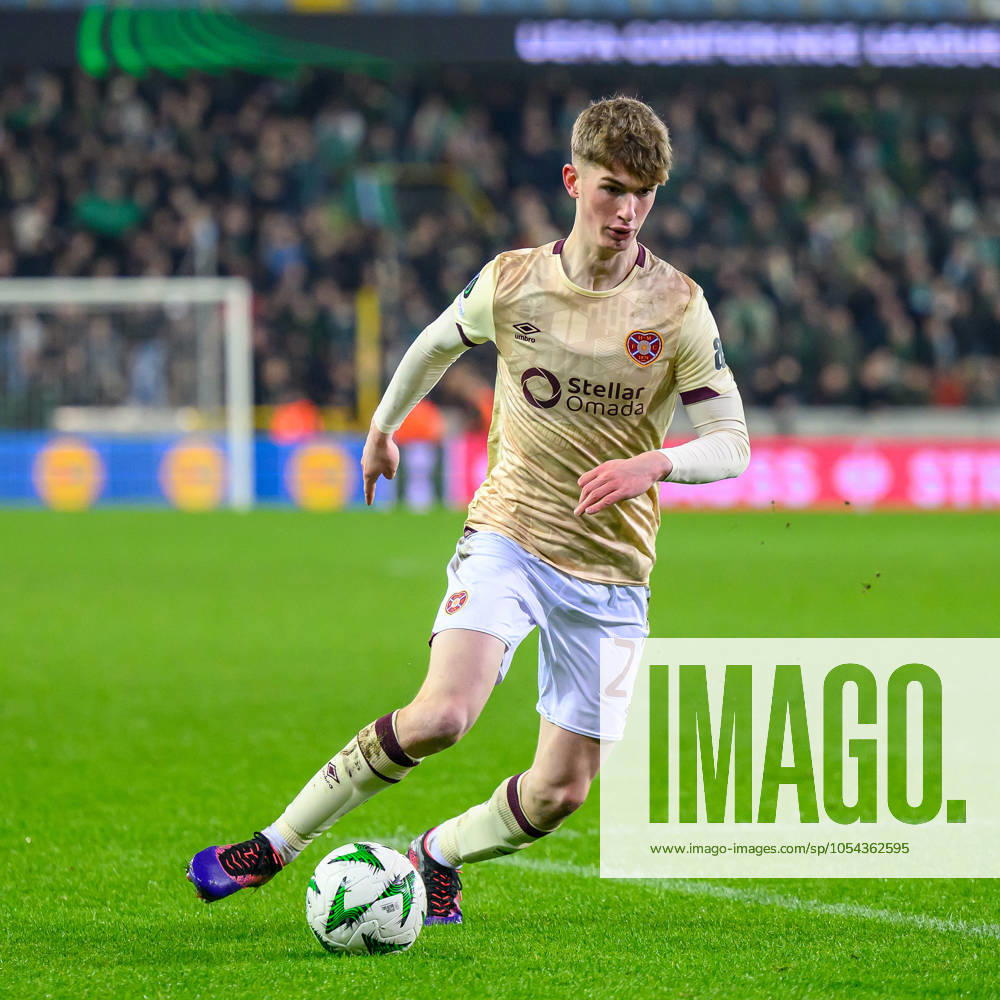 Cercle Brugge v Heart of Midlothian Europa Conference League 28 11 2024. Matchday 4 of 6 James Wilson of Hearts during the Europa Conference League match between Cercle Brugge and Heart of Midlothian at the Jan Breydel Stadion, Brugge, Belguim on 28 November 2024. Editorial use only ,