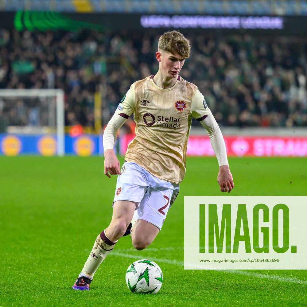 Cercle Brugge v Heart of Midlothian Europa Conference League 28 11 2024. Matchday 4 of 6 James Wilson of Hearts during the Europa Conference League match between Cercle Brugge and Heart of Midlothian at the Jan Breydel Stadion, Brugge, Belguim on 28 November 2024. Editorial use only ,