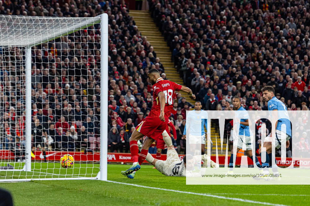 Football - FA Premier League - Liverpool FC v Manchester City FC LIVERPOOL, ENGLAND - Sunday, December 1, 2024: Liverpool s Cody Gakpo scores the first goal during the FA Premier League match between Liverpool FC and Manchester City FC at Anfield. (Photo by David Rawcliffe Propaganda) LIVERPOOL Anfield MERSEYSIDE ENGLAND