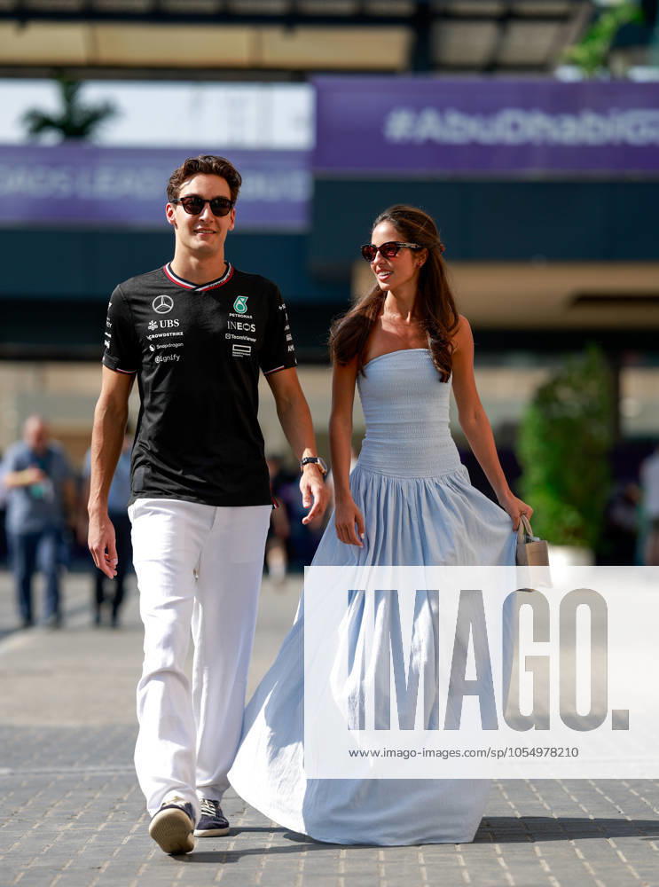 63 George Russell (GBR, Mercedes-AMG Petronas F1 Team) and his girlfriend Carmen Montero Mundt, F1 Grand Prix of Abu Dhabi at Yas Marina Circuit on December 7, 2024 in Abu Dhabi, United Arab Emirates. (Photo by HOCH ZWEI) Abu Dhabi United Arab Emirates