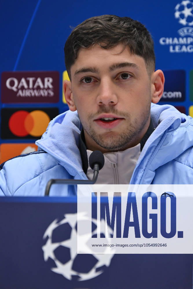 Real Madrid s Federico Valverde during press conference, PK, Pressekonferenz on the eve of the UEFA Champions League soccer match between Atalanta BC and Real Madrid CF at Bergamo Stadium in Bergamo, Italy, 9 December 2024. .ANSA MICHELE MARAVIGLIA Soccer: Champions League; Atalanta-Real Madrid - ZUMAa110 20241209_zaf_a110_016