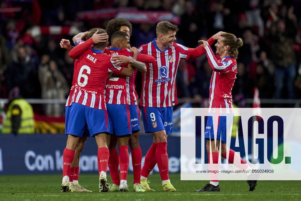 ESP: Atletico de Madrid v Sevilla FC. La Liga EA Sports. Date 16 Antoine Griezmann, Alexander Sorloth, Axel Witsel, Samuel Lino and Koke Resurreccion of Atletico de Madrid during the La Liga EA Sports match between Atletico de Madrid and Sevilla FC played at Riyadh Air Metropolitano Stadium on December 8, 2024 in Madrid, Spain. kpng