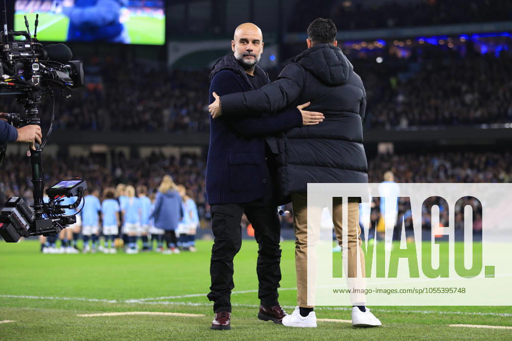 Manchester City v Manchester United, ManU 15 December 2024 - Premier League - Manchester City v Manchester United - Manchester City manager Pep Guardiola embraces Manchester United manager Ruben Amorim - Photo: Simon Stacpoole Offside. Manchester UK