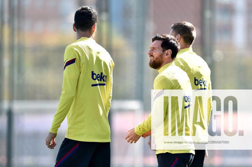 FC Barcelona, Barca Training Session and Press Comference BARCELONA, SPAIN - MARCH 06: Sergio Busquets, Leo Messi and Clement Lenglet of FC Barcelona during the training session at Ciutat Esportiva Joan Gamper on March 06, 2020 in Barcelona, Spain. (Photo by DAX ESPA-Images) Sant Joan Despo Barcelona USA