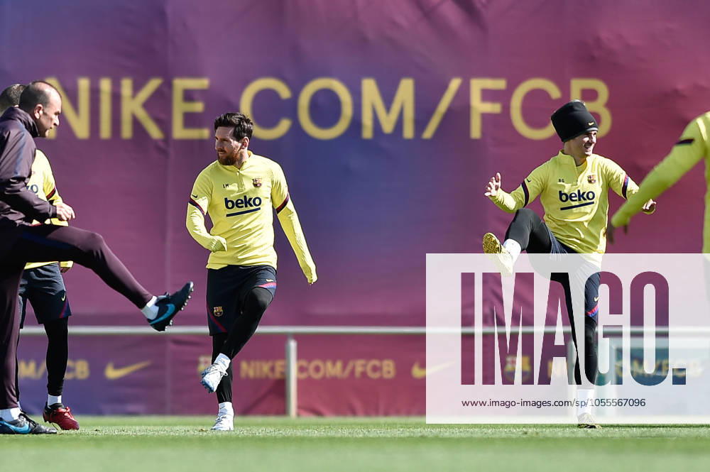 FC Barcelona, Barca Training Session and Press Comference BARCELONA, SPAIN - MARCH 06: Leo Messi and Antoine Griezmann of FC Barcelona during the training session at Ciutat Esportiva Joan Gamper on March 06, 2020 in Barcelona, Spain. (Photo by DAX ESPA-Images) Sant Joan Despo Barcelona USA