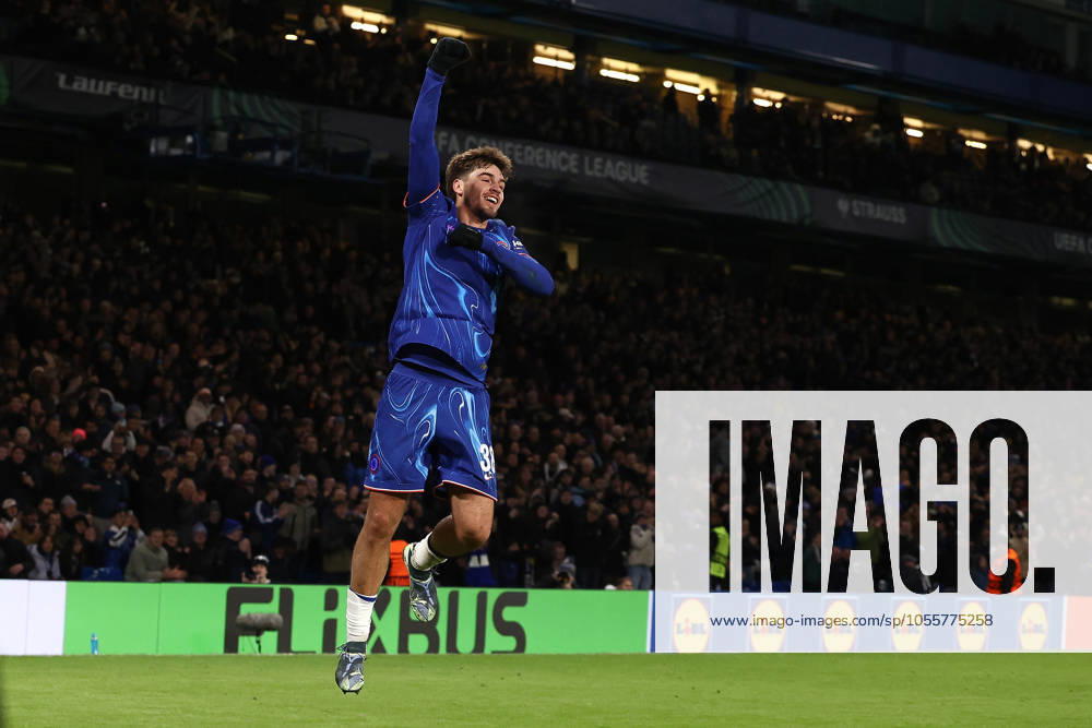 Chelsea v Shamrock Rovers Europa Conference League 19 12 2024. GOAL 4-1 Marc Guiu of Chelsea scores a goal and celebrates during the Europa Conference League match between Chelsea and Shamrock Rovers at Stamford Bridge, London, England on 19 December 2024. London Stamford Bridge Greater London England Editorial use only ,