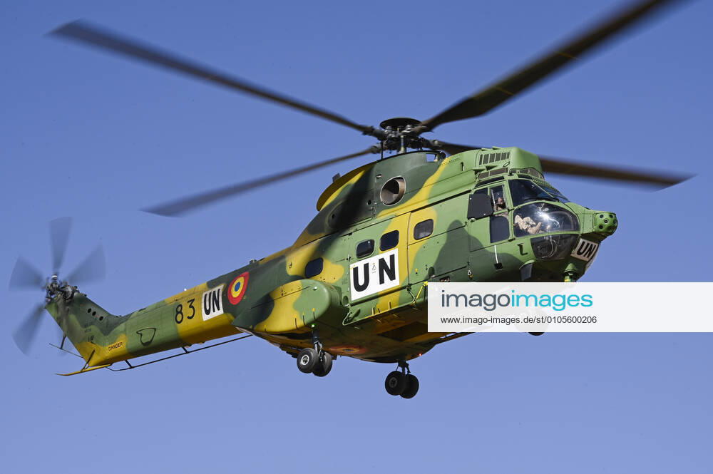 Mali, Gao, Minusma UN mission MALI, Gao, Minusma UN mission, Camp Castor, Helicopter unit Romanian Pumas for paramedic rescue flights, Helicopter IAR-330 Puma L-RM