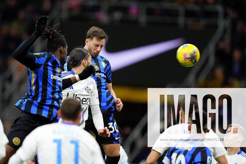 Inter Milan s Carlos Augusto scores 1-0 during the Serie A soccer match between Inter and Como at San Siro Stadium in Milan , North Italy - Monday , December 23 , 2024. - Soccer .