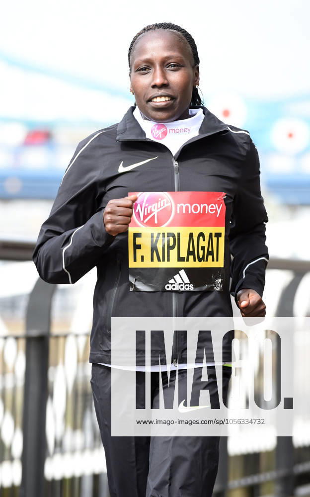 Track and Field: London Marathon-Elite Women Photocall Florence Kiplagat (KEN) poses at the Tower Bridge prior to the 2016 London Marathon in London on Thursday, April 21, 2016. Photo by Jiro Mochizuki London England United Kingdom