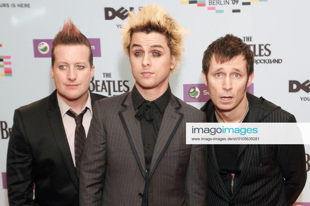 Tre Cool, Billie Joe Armstrong und Mike Dirnt von Green Day bei der Verleihung der MTV Europe Music Awards 2009 in der O2 World. Berlin