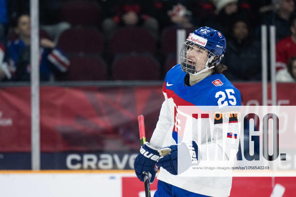 Jan Chovan of Slovakia celebrates after scoring 1-2 during the 2025 IIHF World Junior Championship game between Switzerland and Slovakia on December 27, 2024 in Ottawa. Photo: Mathias Bergeld BILDBYRAN kod MB MB1028 ishockey Ice hockey, Eishockey jvm junior-vm u20 2025 iihf world junior championship world juniors schweiz switzerland slovakien slovakia 2 bbeng jubel