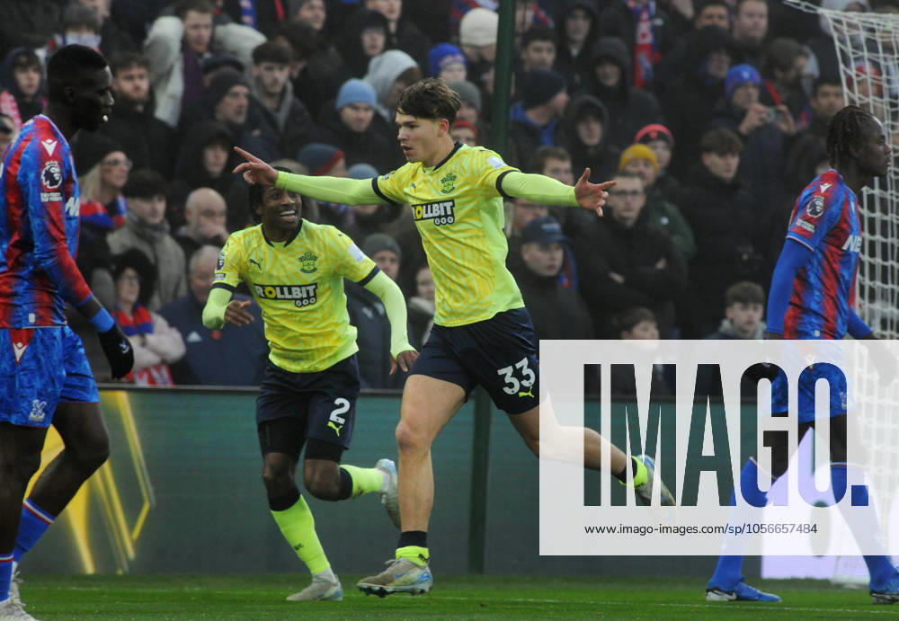 Football - 2024 2025 Premier League - Crystal Palace vs Southampton - Selhurst Park - Sunday 29th December 2024 Tyler Dibling of Southampton celebrates scoring his first half goal