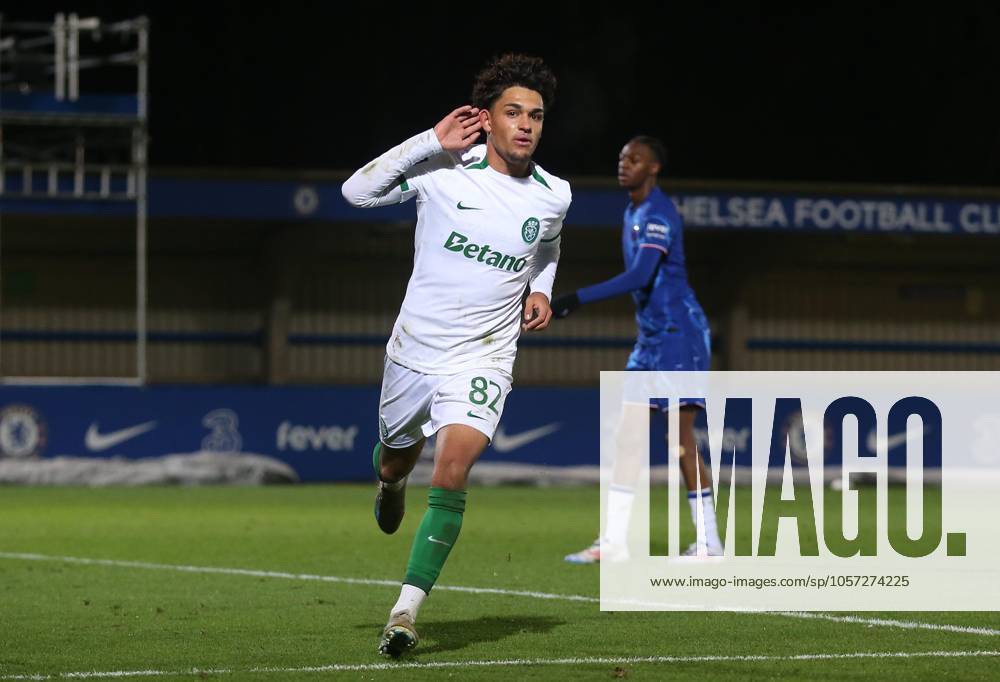 - Chelsea U21, U 21 v Sporting CP U21, Premier League International Cup, Kingsmeadow Stadium, London, UK - 7th January 2025. Daniel Weir Crystal Pix Gabriel Silva of Sporting CP U21 B goal celebration after scoring to put Sporting CP 2-1 ahead. - Chelsea U21 v Sporting CP U21, Premier League International Cup, Kingsmeadow Stadium, London, UK - 7th January 2025. Daniel Weir Crystal Pix London Kingsmeadow Stadium UK