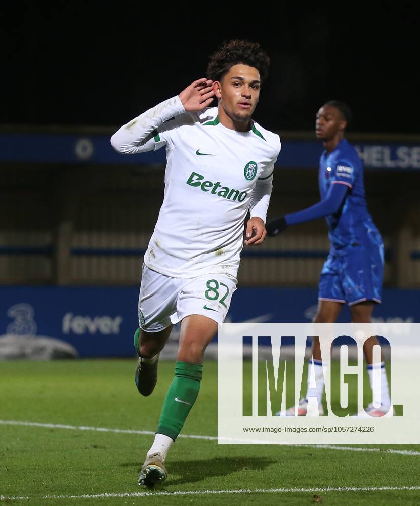 - Chelsea U21, U 21 v Sporting CP U21, Premier League International Cup, Kingsmeadow Stadium, London, UK - 7th January 2025. Daniel Weir Crystal Pix Gabriel Silva of Sporting CP U21 B goal celebration after scoring to put Sporting CP 2-1 ahead. - Chelsea U21 v Sporting CP U21, Premier League International Cup, Kingsmeadow Stadium, London, UK - 7th January 2025. Daniel Weir Crystal Pix London Kingsmeadow Stadium UK