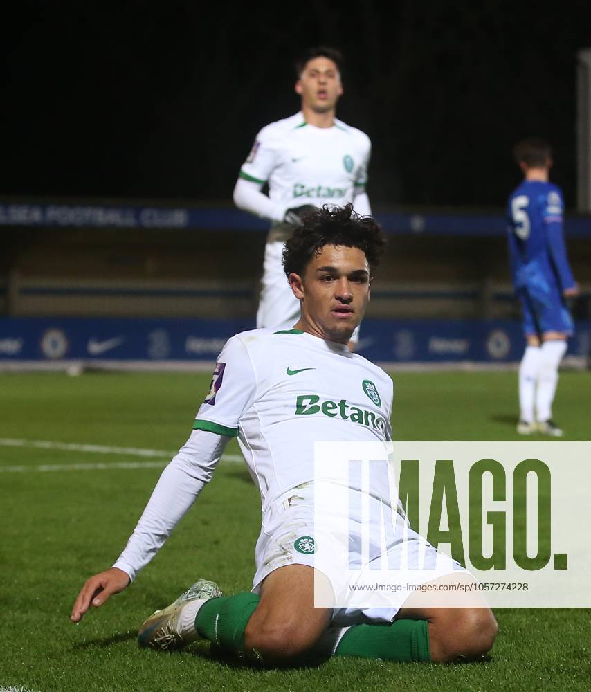 - Chelsea U21, U 21 v Sporting CP U21, Premier League International Cup, Kingsmeadow Stadium, London, UK - 7th January 2025. Daniel Weir Crystal Pix Gabriel Silva of Sporting CP U21 B goal celebration after scoring to put Sporting CP 2-1 ahead. - Chelsea U21 v Sporting CP U21, Premier League International Cup, Kingsmeadow Stadium, London, UK - 7th January 2025. Daniel Weir Crystal Pix London Kingsmeadow Stadium UK