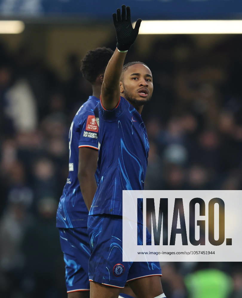London, England, 11th January 2025. Christopher Nkunku of Chelsea celebrates after scoring to make it 2-0 during the FA Cup match at Stamford Bridge, London. Picture credit should read: Paul Terry Sportimage . SPI_046_PT_Chelsea_Morecambe SPI-3587-0045