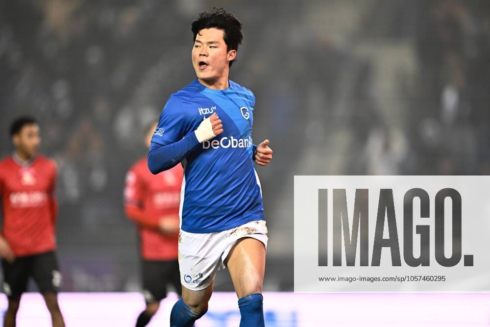 Genk s Hyon-Gyu Oh celebrates after scoring during a soccer game between KRC Genk and Oud-Heverlee Leuven, Saturday 11 January 2025 in Genk, on day 21 of the 2024-2025 season of the Jupiler Pro League first division of the Belgian championship. JOHAN EYCKENS JohanxEyckens x110190789x