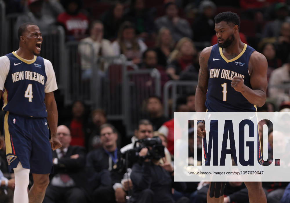 CHICAGO, IL - JANUARY 14: Zion Williamson 1 of the New Orleans Pelicans reacts after a play during the second half against the Chicago Bulls on January 14, 2025 at the United Center in Chicago, Illinois. (Photo by Melissa Tamez Icon Sportswire) NBA, Basketball Herren, USA JAN 14 Pelicans at Bulls Icon250114032