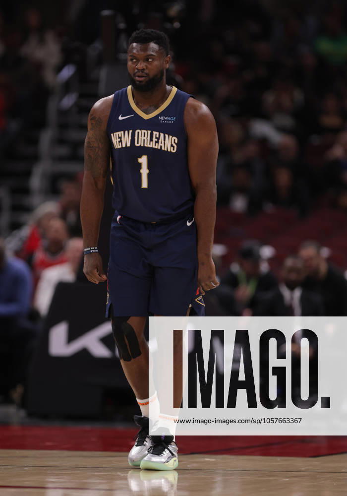CHICAGO, IL - JANUARY 14: Zion Williamson 1 of the New Orleans Pelicans during the first half against the Chicago Bulls on January 14, 2025 at the United Center in Chicago, Illinois. (Photo by Melissa Tamez Icon Sportswire) NBA, Basketball Herren, USA JAN 14 Pelicans at Bulls Icon250114047