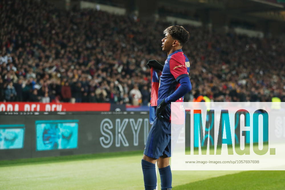 Lamine Yamal (Barcelona), JANUARY 15, 2025 - Football Soccer : Yamal celebrates his goal before it is cancelled by VAR review during Spanish Copa del Rey Mapfre round 0f 16 match between FC Barcelona, Barca 5-1 Real Betis Balompie at the Estadi Olimpic Lluis Companys in Barcelona, Spain. Noxthirdxpartyxsales (278681894)