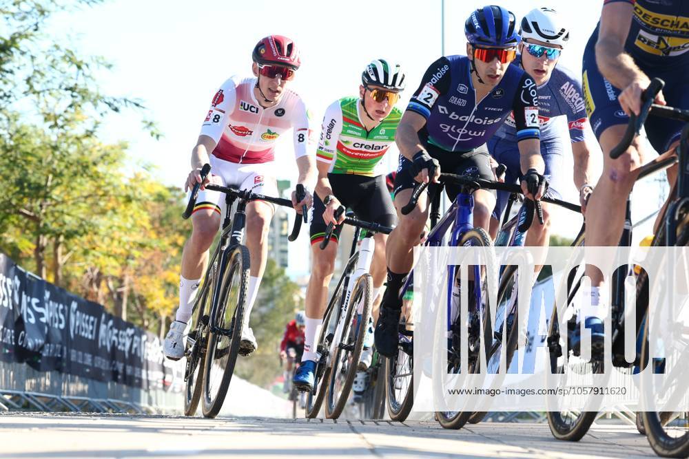 L-R, Belgian Michael Vanthourenhout, Belgian Emiel Verstrynge and Dutch Lars Van Der Haar pictured in action during the men s elite race at the cyclocross cycling event in Benidorm, Spain, Sunday 19 January 2025, stage 12 14 in the UCI World Cup competition. DAVIDxPINTENS x110723531x