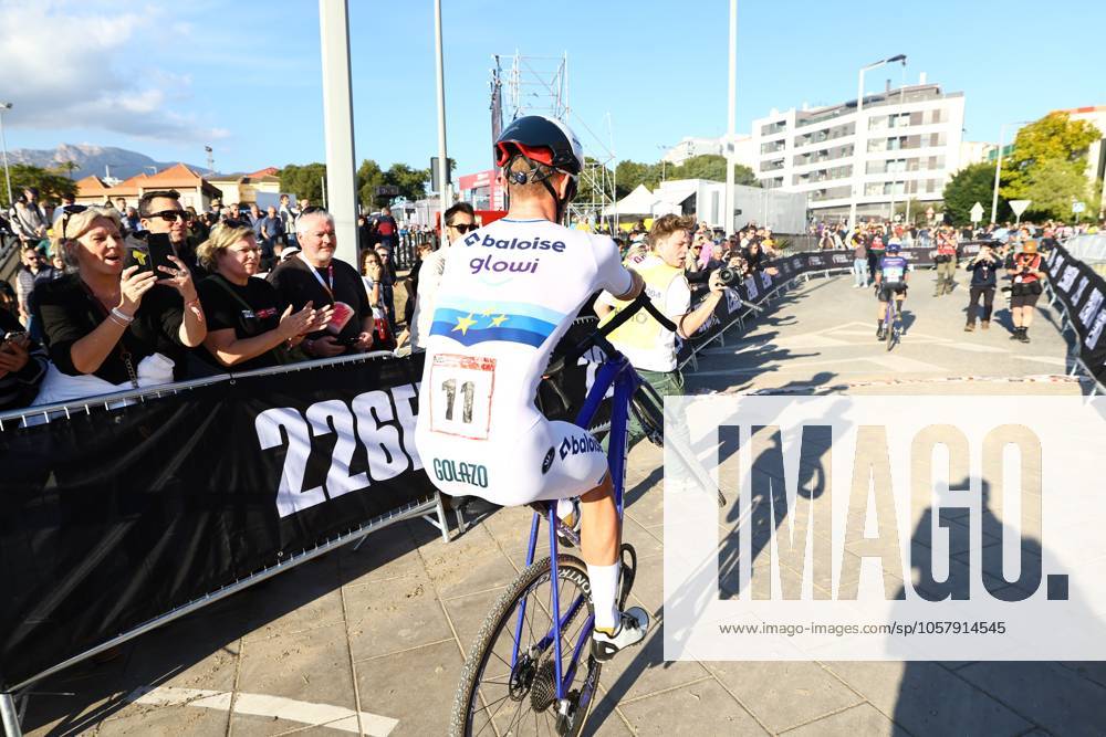 Belgian Thibau Nys celebrates after winning the men s elite race at the cyclocross cycling event in Benidorm, Spain, , stage 12 14 in the UCI World Cup competition. DAVIDxPINTENS x110724768x