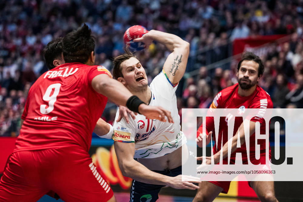 Magnus Abelvik Rod of Norway during the 2025 IHF World Men s Handball Championship main round match between Chile and Norway on January 24, 2025 in Oslo. Photo: Vegard Grott BILDBYRAN kod VG VG0709 bbeng handball handboll handball ihf 2025 world mens handball championship handball-vm handbolls-vm vm chile norge norway