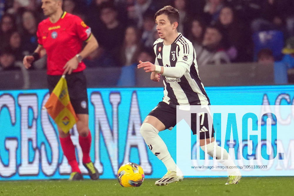 Francisco Conceição of JUVENTUS FC during the Serie A match between SSC Napoli and Juventus FC at Stadio Diego Armando Maradona on January 25, 2025 in Naples, Italy