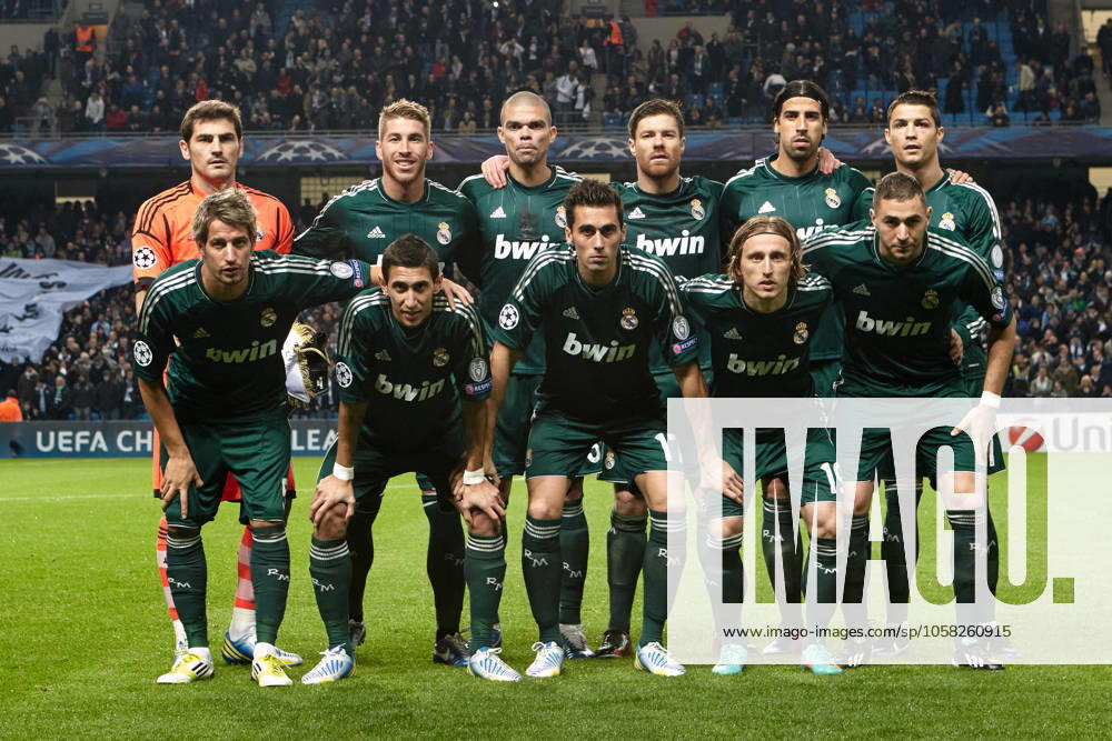MANCHESTER, UNITED KINGDOM: 21 NOVEMBER 2012 Real Madrid players pose for a team photo prior to the UEFA Champions League Group D soccer match between Manchester City and Real Madrid at the Etihad Stadium, United Kingdom on 21 November 2012. Manchester City FC v Real Madrid FC UCL_2012-2013