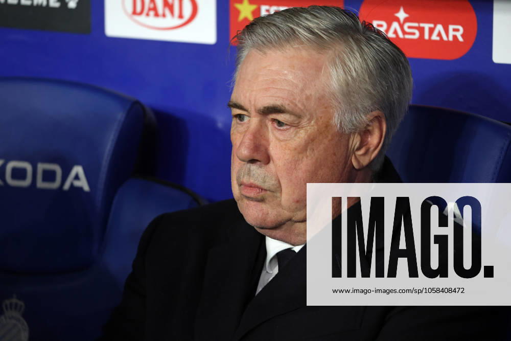 RCD Espanyol de Barcelona v Real Madrid CF - La Liga EA Sports Carlo Ancelotti coaches during the match between RCD Espanyol and Real Madrid CF, corresponding to week 22 of LaLiga EA Sports, at the RCDE Stadium in Barcelona, Spain, on February 1, 2025. Barcelona Barcelona Spain