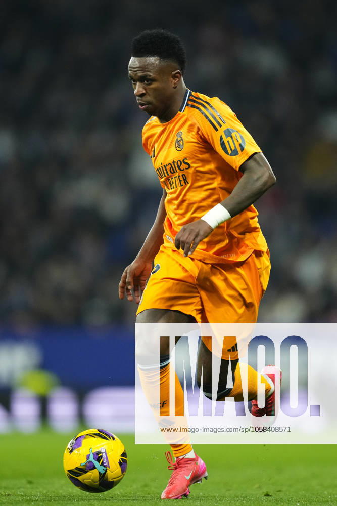 RCD Espanyol de Barcelona v Real Madrid CF - La Liga EA Sports Vinicius Junior left winger of Real Madrid and Brazil during the LaLiga match between RCD Espanyol de Barcelona and Real Madrid CF at RCDE Stadium on February 1, 2025 in Barcelona, Spain. Barcelona Spain