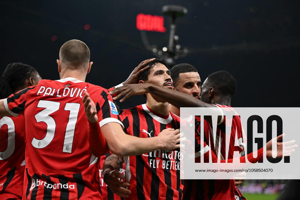 AC Milan vs Inter FC Internazionale Serie A match at Giuseppe Meazza San Siro Stadium Tijjani Reijnders of AC Milan celebrating after a goal during the Italian Serie A football match between AC Milan and FC Inter on February 2, 2025 at Giuseppe Meazza San Siro Siro stadium in Milan, Italy Italy