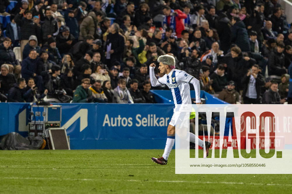 Leganes Juan Cruz celebrates a goal during the Copa del Rey quarter-final match between LeganÃ s and Real Madrid at the Municipal de Butarque stadium. Final result: LeganÃ s 2 : 3 Real Madrid Madrid Spain - ZUMAs197 20250205_aaa_s197_493