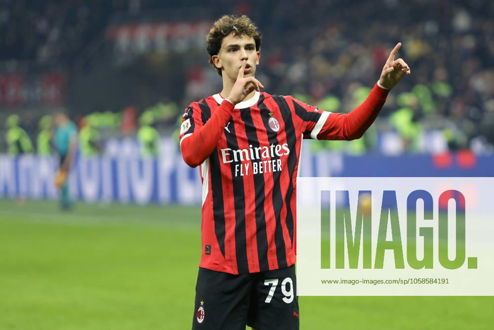 JOAO FELIX SEQUEIRA, Milan, Coppa Italia, Italian Cup, 2024-25, Milan vs Roma 3-1, 05-02-2025, Esultanza, Celebration, Jubel, Gesti COPPA ITALIA 2024-25 MILAN-ROMA 3-1