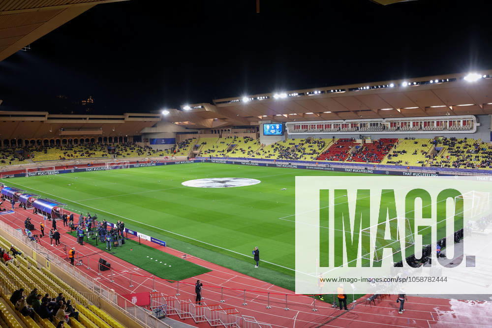 Monaco on February 12, 2025 Uefa Champions League Knockout phase play-offs, 1st leg AS Monaco - SL Benfica, Symbolfoto, Symbolbild: Innenansicht, Stade Louis II, Spielfeld