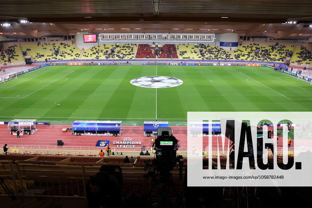 Monaco on February 12, 2025 Uefa Champions League Knockout phase play-offs, 1st leg AS Monaco - SL Benfica, Symbolfoto, Symbolbild: Innenansicht, Stade Louis II, Gegentribüne