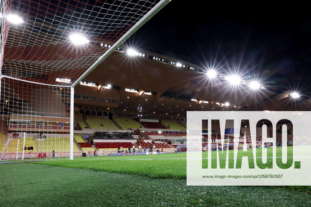 Monaco on February 12, 2025 Uefa Champions League Knockout phase play-offs, 1st leg AS Monaco - SL Benfica, Symbolfoto, Symbolbild: Innenansicht Stade Louis II, aus dem Tor, Fussball