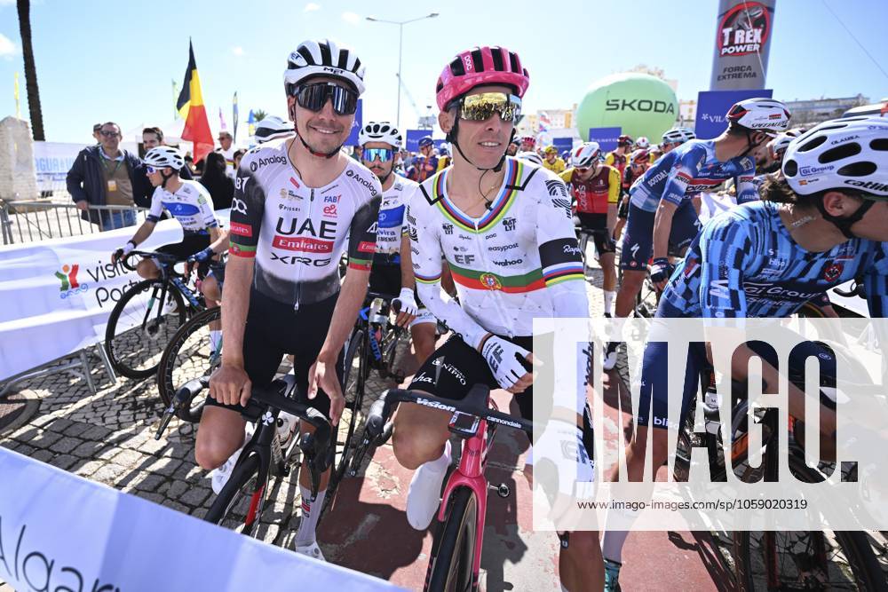 2025 Volta Algarve cycling race - Stage 1 LAGOS, PORTUGAL - FEBRUARY 19 : Almeida Joao (POR) of UAE Team Emirates and Costa Rui (POR) of EF Education - Easypost during stage 1 of the 51th edition of the Volta Algarve cycling race, with start in Portimao and finish in Lagos on February 19, 2025 in Lagos, Portugal, 19 02 2025 ( Motordriver Kenny Verfaillie - Lagos Portugal