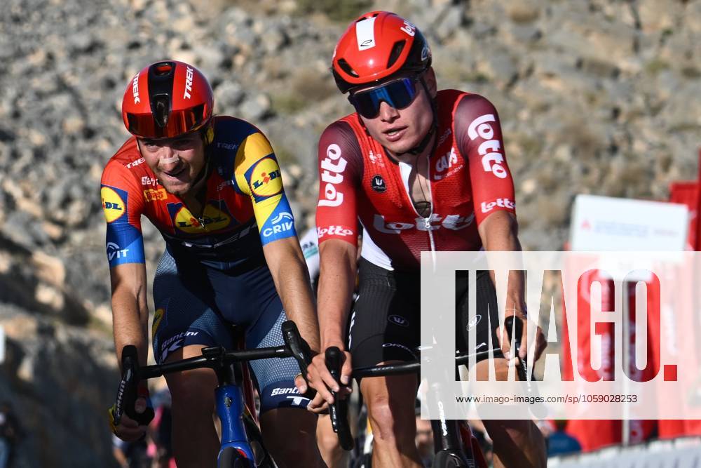 UAE Tour 2025 - Stage 3 JEBEL JAIS, UNITED ARAB EMIRATES - FEBRUARY 19 : Van Eetvelt Lennert (BEL) of Lotto in action during Stage 3 of the UAE Tour 2025 cycling race with start in Ras Al Khaimah and finish in Jebel Jais (181km) on February 19, 2025 in Jebel Jais, United Arab Emirates, 19 02 2025 Jebel Jais United Arab Emirates