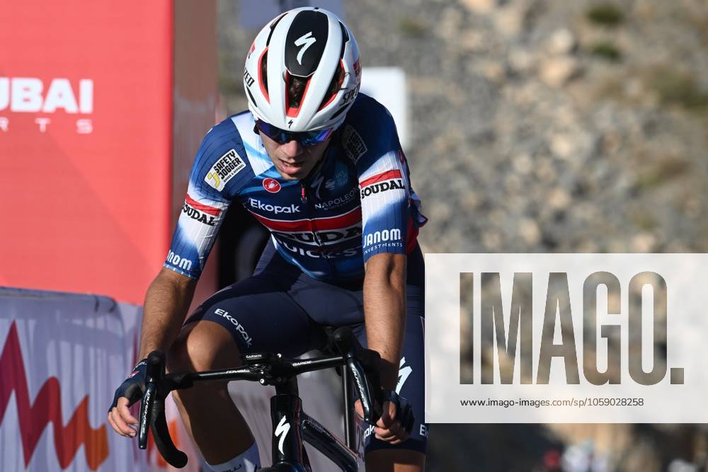 UAE Tour 2025 - Stage 3 JEBEL JAIS, UNITED ARAB EMIRATES - FEBRUARY 19 : Lecerf William Junior (BEL) of Soudal Quick-Step in action during Stage 3 of the UAE Tour 2025 cycling race with start in Ras Al Khaimah and finish in Jebel Jais (181km) on February 19, 2025 in Jebel Jais, United Arab Emirates, 19 02 2025 Jebel Jais United Arab Emirates