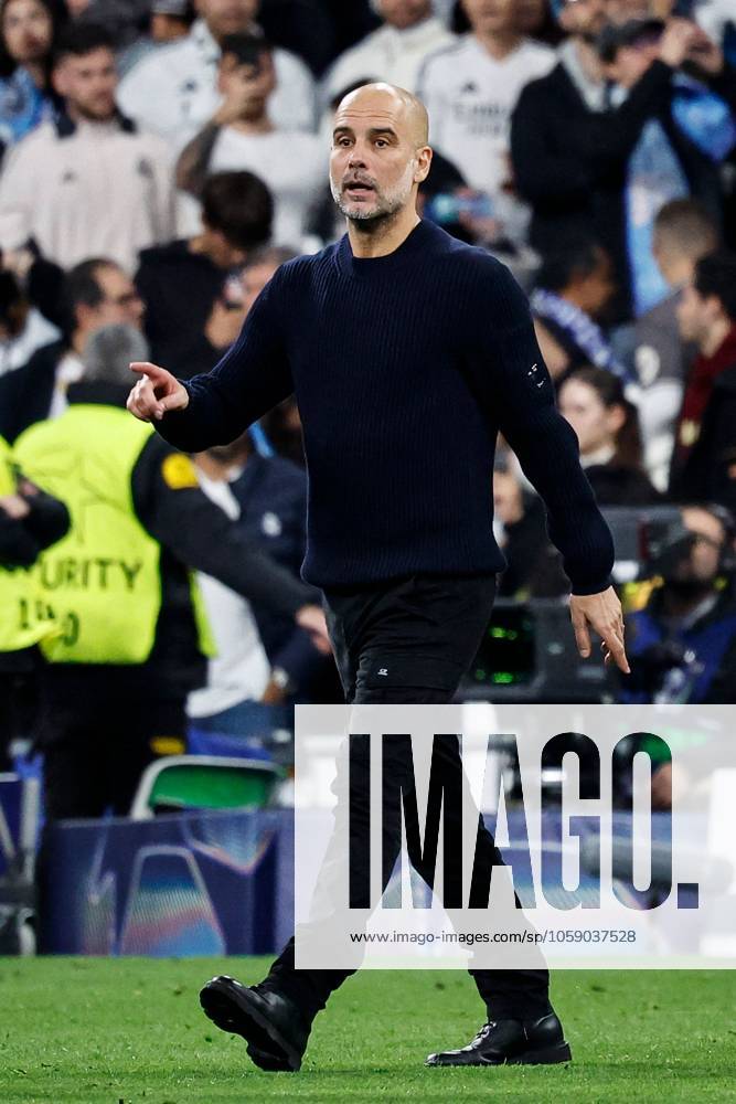 Manchester City manager Pep Guardiola at full-time Real Madrid v Manchester City, UEFA Champions League, Knockout Round Play-offs, Second Leg, Football, Santiago BernaboÆ?Ã?Æ?o Ã? u, Madrid, Spain - 19 Feb 2025
