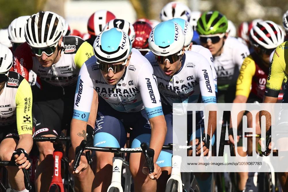 2025 Volta Algarve cycling race - Stage 3 TAVIRA, PORTUGAL - FEBRUARY 21 : riders of Bahrain - Victorious during stage 3 of the 51th edition of the Volta Algarve cycling race, with start in Vila Real Santo Antonio and finish in Tavira on February 21, 2025 in Tavira, Portugal, 21 02 2025 ( Motordriver Kenny Verfaillie - Tavira Portugal