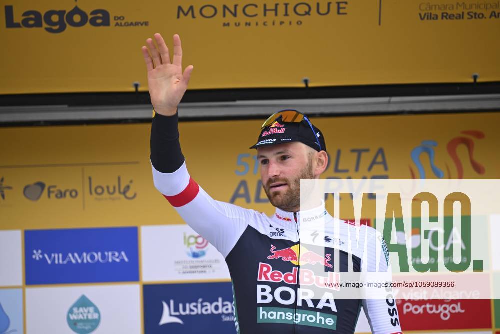2025 Volta Algarve cycling race - Stage 3 TAVIRA, PORTUGAL - FEBRUARY 21 : Meeus Jordi (BEL) of Red Bull - Bora - Hansgrohe pictured during the podium ceremony of stage 3 of the 51th edition of the Volta Algarve cycling race, with start in Vila Real Santo Antonio and finish in Tavira on February 21, 2025 in Tavira, Portugal, 21 02 2025 ( Motordriver Kenny Verfaillie - Tavira Portugal
