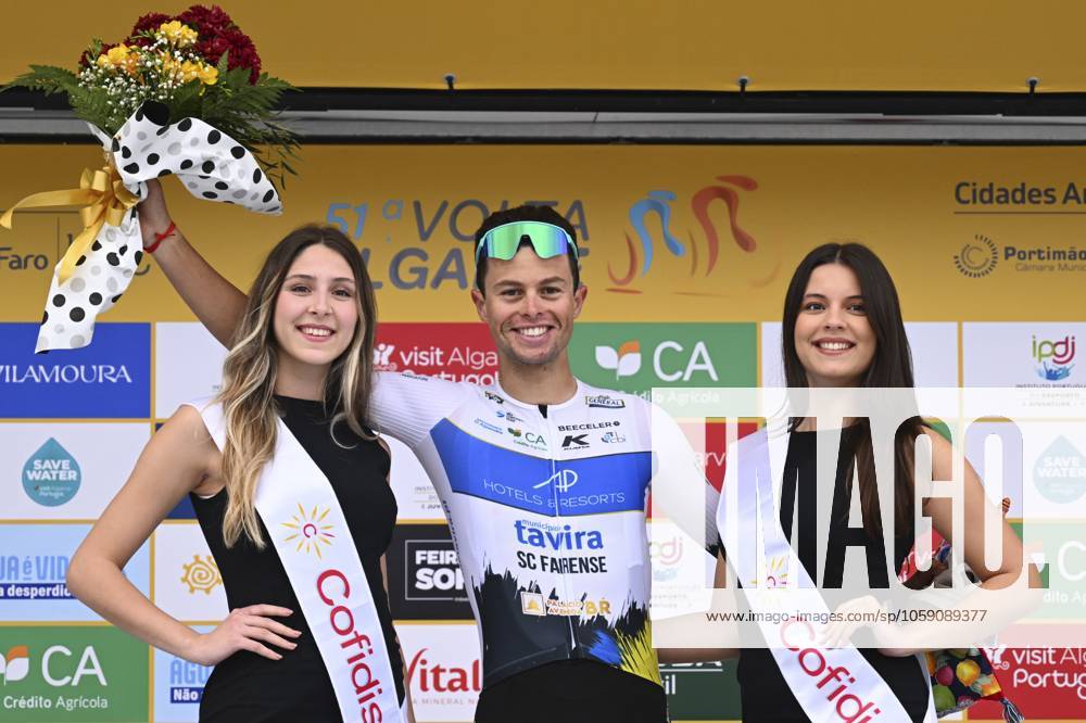 2025 Volta Algarve cycling race - Stage 3 TAVIRA, PORTUGAL - FEBRUARY 21 : Salgueiro Carlos (POR) of AP Hotels & Resorts Tavira SC Farense pictured with the combative prize during the podium ceremony of stage 3 of the 51th edition of the Volta Algarve cycling race, with start in Vila Real Santo Antonio and finish in Tavira on February 21, 2025 in Tavira, Portugal, 21 02 2025 ( Motordriver Kenny Verfaillie - Tavira Portugal