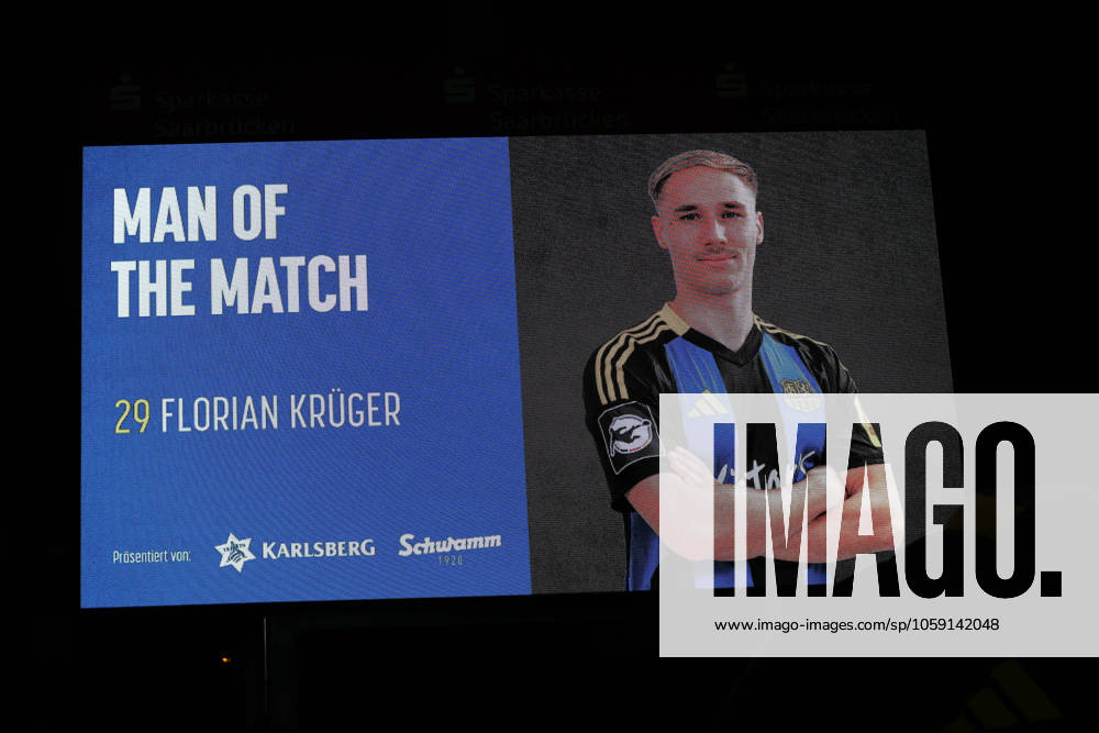 Fussball 3.Liga, 1.FC Saarbruecken - Hannover 96 U23 v.l. Man of the Match Florian Krueger (1. FC Saarbruecken) Saarbruecken