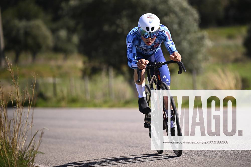 2025 Volta Algarve cycling race - Stage 5 MALHAO, PORTUGAL - FEBRUARY 23 : Ribeiro Andre (POR) of Gi Group Holding - Simoldes - Udo during stage 5, an individual time trial, of the 51th edition of the Volta Algarve cycling race, with start in Salir and finish in Malhao on February 23, 2025 in Malhao, Portugal, 23 02 2025 ( Motordriver Kenny Verfaillie - Malhao Portugal