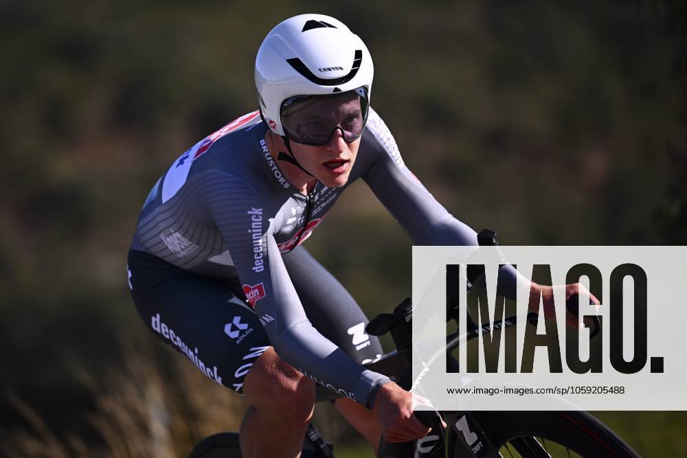 2025 Volta Algarve cycling race - Stage 5 MALHAO, PORTUGAL - FEBRUARY 23 : Glivar Gal (SLO) of Alpecin-Deceuninck during stage 5, an individual time trial, of the 51th edition of the Volta Algarve cycling race, with start in Salir and finish in Malhao on February 23, 2025 in Malhao, Portugal, 23 02 2025 ( Motordriver Kenny Verfaillie - Malhao Portugal