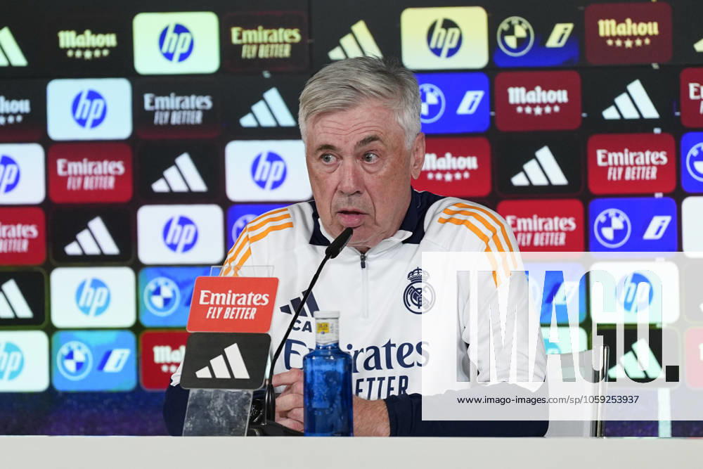 Carlo Ancelotti attends his press conference, PK, Pressekonferenz during the training day of Real Madrid ahead the Spanish Cup, Copa del Rey, football match against Real Sociedad at Ciudad Deportiva Real Madrid on February 25, 2024, in Valdebebas, Madrid, Spain. Valdebebas SPAIN - ZUMAa181 20250225_zaa_a181_029